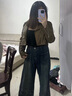 ZHOUYOU加肥加大碼復(fù)古高街牛仔褲子女春季高腰拖地褲胖mm寬松顯瘦闊腿褲 藍(lán)色 3XL 曬單實(shí)拍圖