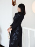 逸紅顔（E.Beauty）顧里2025年春裝新品定位珠繡銀絲針織毛呢新中式日常旗袍女 藏青色 S 曬單實(shí)拍圖