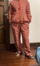 宜色家冬季加厚情侶睡衣 三層夾棉家居服男女士保暖特厚外穿美拉德棉服 女款紅楓格 M （女120斤）或（男150斤） 曬單實(shí)拍圖