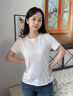 短袖T恤女80支雙面絲光棉衣服新款顯瘦棉T半袖上衣 白色圓領(lǐng) M （建議85-95） 曬單實拍圖