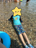 弈姿兒童泳衣男童分體游泳衣沖浪服套裝 Ezi16007 沖浪板印花 170cm 曬單實拍圖