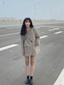 GARNUO灰色小西裝外套女兩件套裝2025春秋新款小個(gè)子高級(jí)感寬松休閑西服 奶茶灰西裝 S 【101-110斤】 曬單實(shí)拍圖