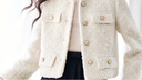 香影千金小香風(fēng)短外套女2025冬季新款正肩開(kāi)衫粉色氣質(zhì)溫柔風(fēng)上衣 米色 M 曬單實(shí)拍圖