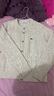LACOSTE法國(guó)鱷魚女裝時(shí)尚潮流百搭圓領(lǐng)絞花開衫長(zhǎng)袖毛衣|AF0904 IBR/米色 M /165 曬單實(shí)拍圖