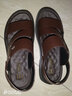 蜻蜓牌男士涼鞋夏季真皮防滑軟底潮流外穿兩用涼拖鞋休閑夏天牛皮沙灘鞋 深棕色（按運動(dòng)鞋尺碼選 40 曬單實(shí)拍圖
