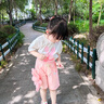 小咕嘟熊童裝女童套裝夏裝兒童套裝短袖T恤短褲兩件套運(yùn)動寶寶女孩服裝 粉色+小熊包包 120 曬單實(shí)拍圖