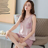 莫代爾夏季睡衣女士純棉薄款可愛(ài)背心兩件套裝無(wú)袖大碼可外穿夏天家居服 藕色 ZW2442 L碼(建議95-115斤) 曬單實(shí)拍圖