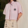 moussy 秋季女裝新款短款條紋米奇印花短袖襯衫女028GSQ30-0130 091淺粉色 00020/F 曬單實(shí)拍圖