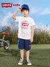 Levi's李維斯童裝夏季新款兒童休閑套裝男童短袖T恤工裝褲2件套 明亮白 150 /72 【建議身高140-152cm】 曬單實(shí)拍圖