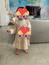 戴維貝拉（DAVE＆BELLA）女童連衣裙兒童碎花裙寶寶裙子秋裝新款童裙幼兒公主裙小童衣服 桔粉花朵【現貨】 110 cm（建議身高100-110cm） 曬單實(shí)拍圖