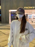 LDBE白灰色無帽衛(wèi)衣女秋冬2025新款爆款加絨加厚寬松美式復(fù)古圓領(lǐng)上衣 白灰色【春秋薄款】 M（95斤以內(nèi)） 曬單實拍圖