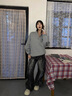 DXOT美式復(fù)古撞色POLO領(lǐng)灰色衛(wèi)衣女春秋2025新款秋冬加絨加厚長(zhǎng)袖上衣 灰色 L 建議100-110斤 曬單實(shí)拍圖