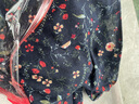 皮爾卡丹（pierre cardin）小碎花棉麻連衣裙女春秋2023新款收腰氣質(zhì)中長款長袖休閑打底裙子 臧青 M(建議105斤內(nèi)) 曬單實拍圖