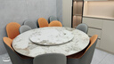 美之印象高端大理石餐桌椅組合帶轉盤(pán)現代簡(jiǎn)約輕奢巖板圓桌小戶(hù)型飯桌 中花白（高端加厚大理石） 1.5米 一桌十椅(帶轉盤(pán)) 曬單實(shí)拍圖