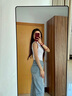 白色半高領(lǐng)背心女內搭春夏季新款修身無(wú)袖T恤外穿針織打底衫上衣 白色 L 【96-106斤】 曬單實(shí)拍圖