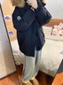 兔芊少女生加絨加厚羽絨棉服冬季派克服連帽短款小個子女毛領(lǐng)保暖外套 藏青色 M 推薦100-115斤 曬單實拍圖