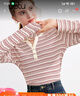 百圖betu女裝秋季新款T恤V領(lǐng)條紋針織長(cháng)袖日常通勤T恤女2408T26 紅白條 XS 曬單實(shí)拍圖