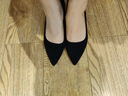爾山集黑色高跟鞋女職業(yè)學(xué)生禮儀正裝面試尖頭粗跟空乘通勤氣質(zhì)女單鞋 絨面淺口工作高跟鞋 37 曬單實(shí)拍圖