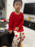 俞兆林（YUZHAOLIN）兒童睡衣紅色男女童家居服套裝春季中小童寶寶純棉衣服童裝 曬單實(shí)拍圖