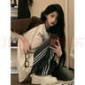 薩姆依歐美高街hiphop純棉正肩短袖T恤女夏ins國潮美式復古寬松半袖上衣 棕色拼卡其【純棉】 M 曬單實拍圖