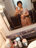 LISCN復(fù)古印花棉麻裙子女夏寬松V領(lǐng)收腰顯瘦小個(gè)子過膝亞麻短袖連衣裙 圖片色 L 115-130斤 曬單實(shí)拍圖