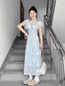 鳳蝶兒雪紡連衣裙子女裝夏天2024年新款韓版鹽系穿搭溫柔風(fēng)氣質(zhì)顯瘦仙女 藍色 M 曬單實(shí)拍圖