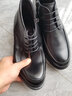 金利來(lái)（Goldlion）高幫棉鞋男 冬季加絨保暖棉皮靴男士圓頭黑色通勤商務(wù)正裝棉皮鞋  黑色 38 曬單實(shí)拍圖