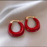 伊黛兒幾何滴釉安可拉紅色新款耳環(huán)小眾設計輕奢高級感法式耳圈氣質(zhì)耳飾 紅色滴釉耳環(huán)E3130 曬單實(shí)拍圖