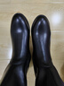 卡帝樂(lè )鱷魚(yú)（CARTELO）真皮中筒靴女冬季平底短靴春秋單靴馬丁靴媽媽鞋 黑色薄絨 37 曬單實(shí)拍圖