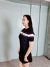 ELLE ACTIVE女裝polo衫短袖t恤新款翻領(lǐng)通勤運(yùn)動(dòng)休閑舒適透氣針織衫毛衫女士 藏青色 L 曬單實(shí)拍圖