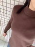 MOXTOC秋冬保暖內衣女加絨加厚打底針織衫半高領(lǐng)保暖上衣可外穿 深咖色（保暖衣女） L（建議80~120斤） 曬單實(shí)拍圖