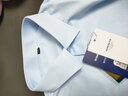 羅蒙新款暗門(mén)襟法式白色襯衫男長(cháng)袖職業(yè)商務(wù)打底衫袖扣正裝 藍色 39 曬單實(shí)拍圖