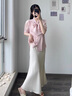 黎依奴（LISLAVE）感垂感醋酸緞面半身裙女2025夏季新款中長款魚尾裙高腰顯瘦包臀裙 淺杏色 [春夏款9902裙長92左右] L 曬單實(shí)拍圖