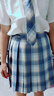 圣洛鋒 原創(chuàng  )JK制服百褶裙女銀線(xiàn)格裙套裝全套少女學(xué)生日系學(xué)院風(fēng) 深海精靈（45CM短袖套裝） M 腰圍（64-68） 曬單實(shí)拍圖