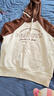 森馬（Semir）衛衣女中長(cháng)款撞色插肩袖連帽秋oversize刺繡字母上衣美式復古 白咖色調00315 M 曬單實(shí)拍圖