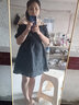 閃動(dòng)少女（SHANDONGSHAONV）蝴蝶結甜美溫柔新款泡泡袖連衣裙夏季少女小清新學(xué)院風(fēng)超仙a字裙 黑色 L 曬單實(shí)拍圖