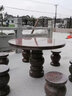 佳瑞園林天然石桌石凳戶外庭院花園石頭桌子大理石圓桌別墅花園一桌四凳子 中國紅(一桌四凳) 直徑90cm 曬單實拍圖