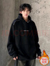 莫小刀美式重磅黑色連帽衛衣男春秋冬季加絨排扣設計感痞帥高級感外套男 3239 黑色 加絨 L 100-120斤 曬單實(shí)拍圖