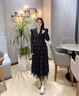 AUI西裝連衣裙女2023秋季新款名媛氣質(zhì)假兩件黑色中長款網(wǎng)紗蛋糕裙 黑色 S 曬單實(shí)拍圖