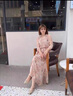 恒源祥碎花真冰絲連衣裙女中袖收腰時尚洋氣流行款減齡中年母親 花 M 95-105斤 曬單實拍圖