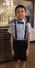 羅蒙禮服男童西裝套裝英倫風(fēng)男寶周歲生日宴會(huì )西服花童畢業(yè)兒童演 背帶套系：短袖襯衫+短褲+背帶 140 曬單實(shí)拍圖