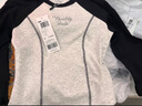 森馬（Semir）長(cháng)袖T恤女短款緊身撞色插肩袖明線(xiàn)顯瘦冬季印花圓領(lǐng)上衣復古 白綠色調00314 S 曬單實(shí)拍圖