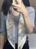 kt 日系溫柔米杏色桑蠶絲絲巾女春秋季真絲斜紋綢大方巾圍巾披肩 杏色雨林 88*88cm 曬單實拍圖
