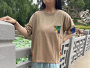 萌菲思胖女人200斤加肥加大碼女裝胖妹妹寬松遮肚子顯瘦上衣夏季新款韓 卡其 XL【建議150-200斤】 曬單實拍圖
