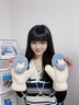 素錦初瀾 手套女秋冬季學(xué)生可愛(ài)卡通毛絨絨加絨加厚冬天手套女生掛脖連指 藍灰色（店長(cháng)推薦） 均碼通用 曬單實(shí)拍圖