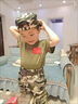 G.duck小黃鴨兒童迷彩套裝新款小學(xué)生短袖軍訓夏裝短裙長(cháng)褲幼兒演出 883迷彩褲子+戰狼T恤 +帽子腰帶 100 cm 曬單實(shí)拍圖