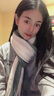 萊維森 圍巾女長款披肩秋冬季學生情侶仿羊絨流蘇保暖拼色圍脖節(jié)日禮盒 雙色貼標 白+藍 禮盒裝 曬單實拍圖