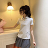 迪桑特 WOMEN’S TRAINING  女士 印花短袖POLO衫 短袖POLO衫 LG-LIGHT GRAY L (170/88A) 曬單實拍圖