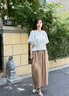 旅途原品ltyp 立體文藝?yán)位ò?優(yōu)雅休閑八分半身裙女2025新款 卡其色 L 曬單實(shí)拍圖