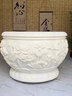 京石云石雕魚(yú)缸花盆漢白玉養魚(yú)水缸石頭圓形門(mén)海荷花缸天然做舊石缸擺件 漢白玉直徑80厘米 曬單實(shí)拍圖